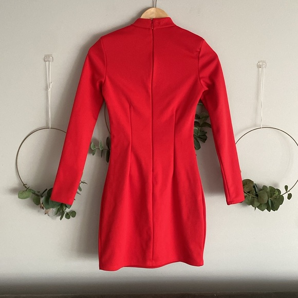 Niki Minaj x  For H&M fitted long sleeve dress red orange size xs form fitting - Picture 3 of 14